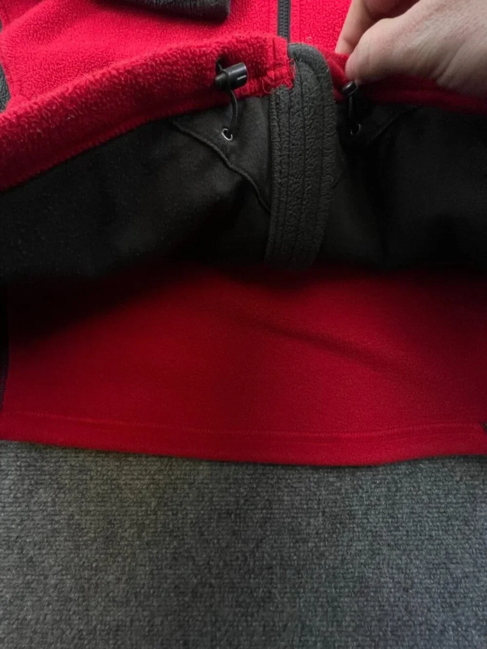 The North Face Jacket Men’s Large Fleece Red Gray Full Zip Long Sleeve w Logo